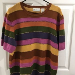 ALFRED DUNNER S/S MULTI STRIPE SWEATER XL